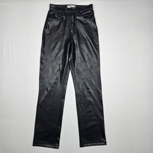 Abercrombie 90s Straight Ultra High Rise Faux Leather Pants Size 26 Black